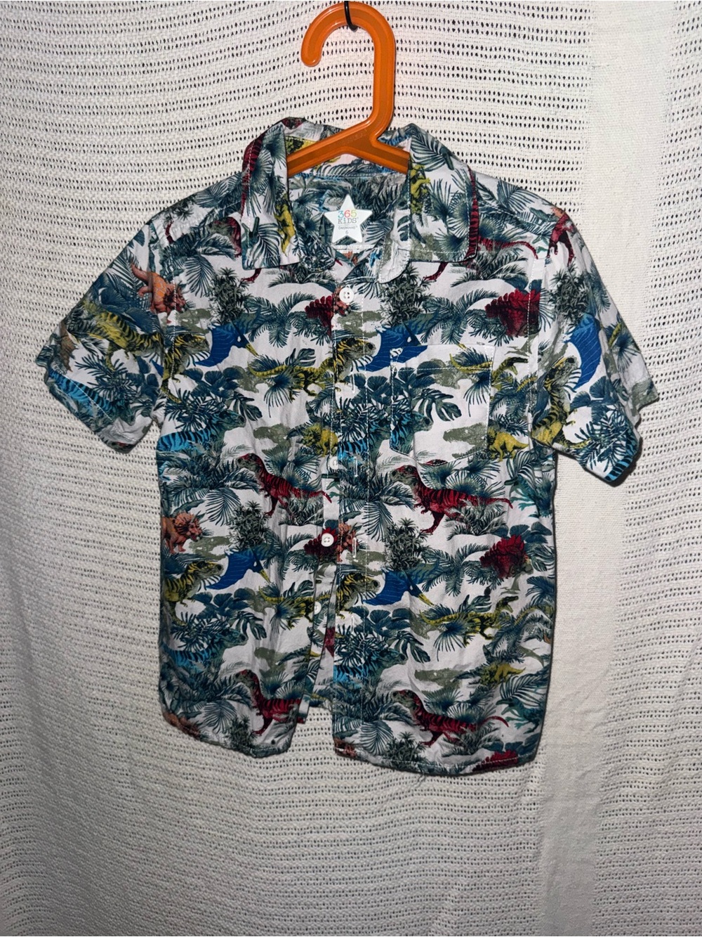 Tropical Dino Print Short-Sleeve Shirt - White/Multicolor